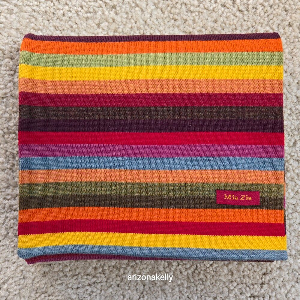 NWOT Mia Zia Merino Knit Stripe Scarf Belguim - Picture 6 of 11